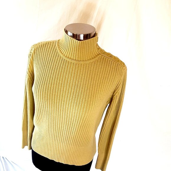 J Jill Subdued Lime Green 100% Cotton Knit Sweater - Picture 7 of 8